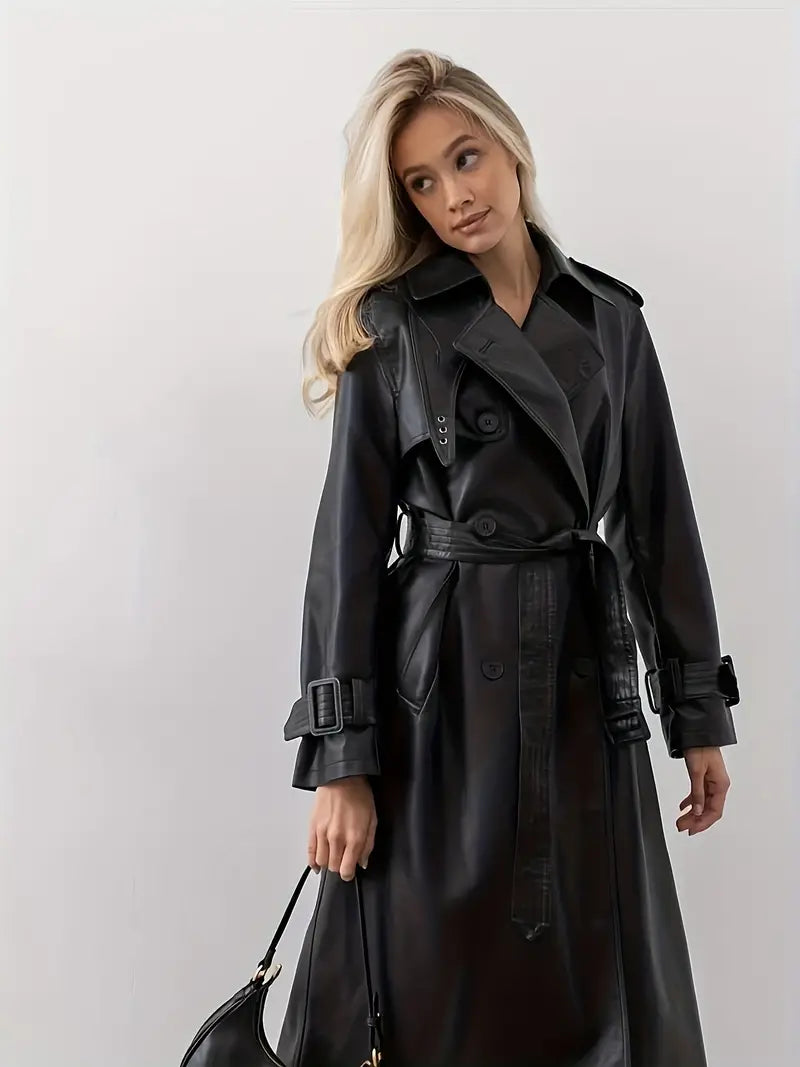 Winona - leren trenchcoatjack met riem