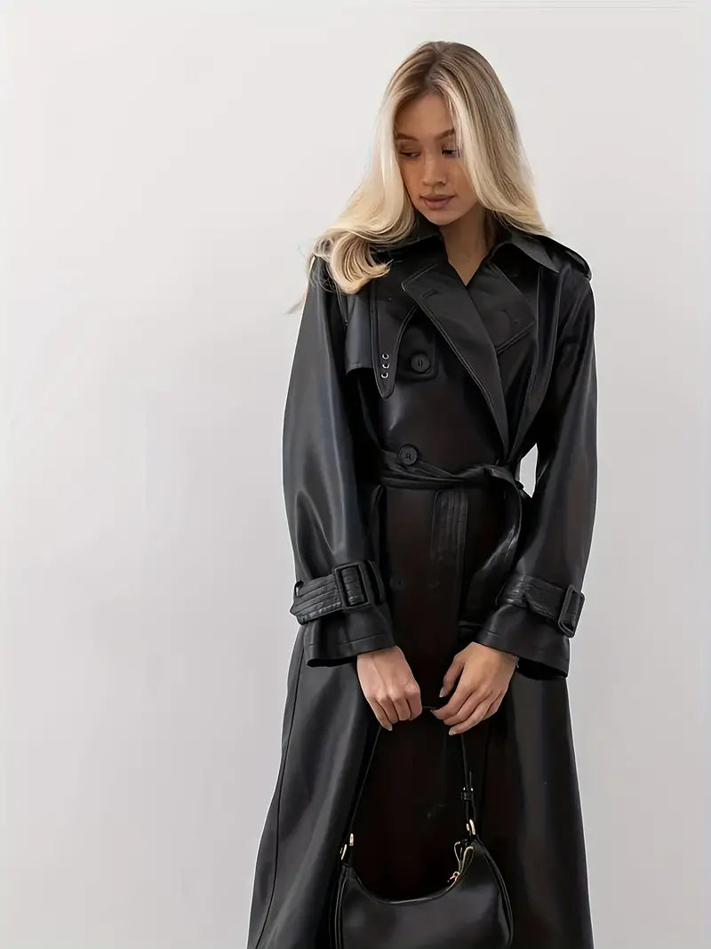 Winona - leren trenchcoatjack met riem