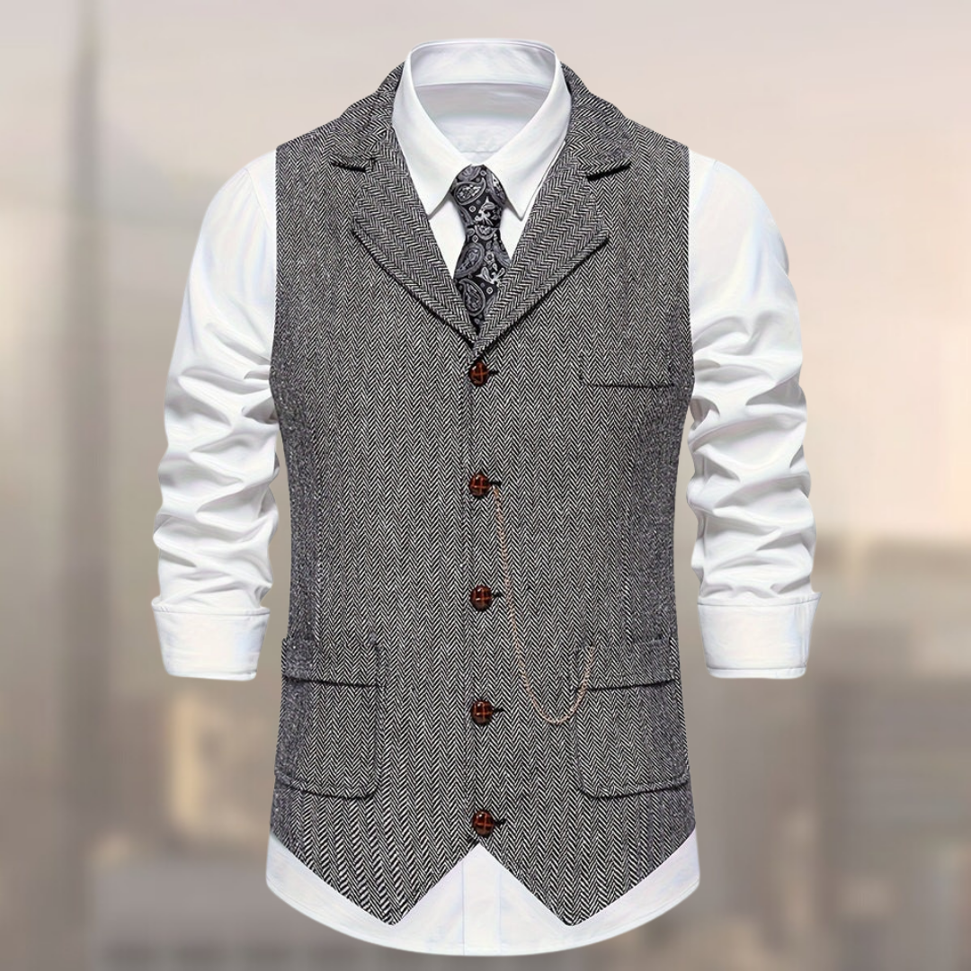 Lincoln™ | Retro gilet met visgraatmotief voor heren