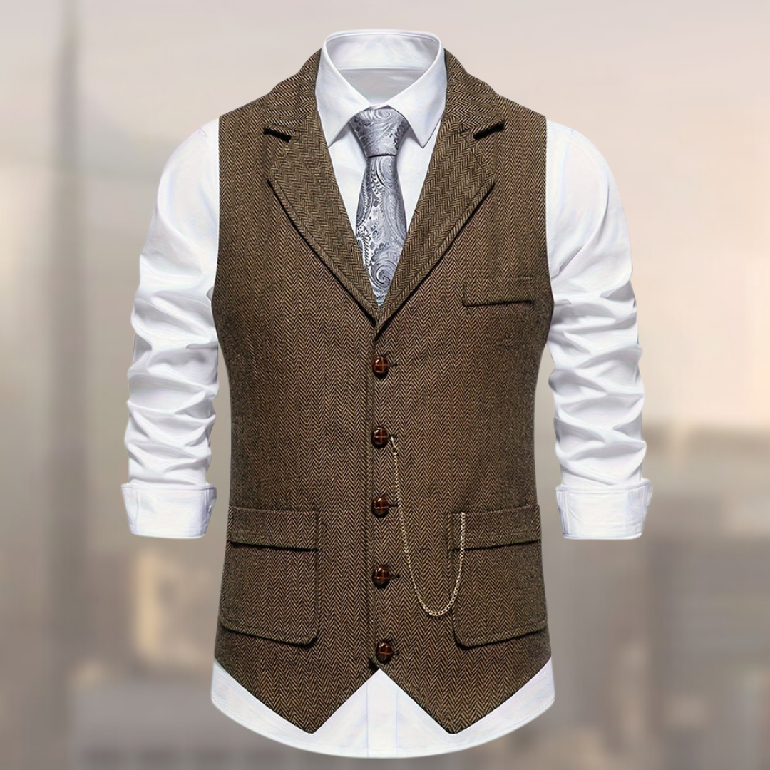 Lincoln™ | Retro gilet met visgraatmotief voor heren