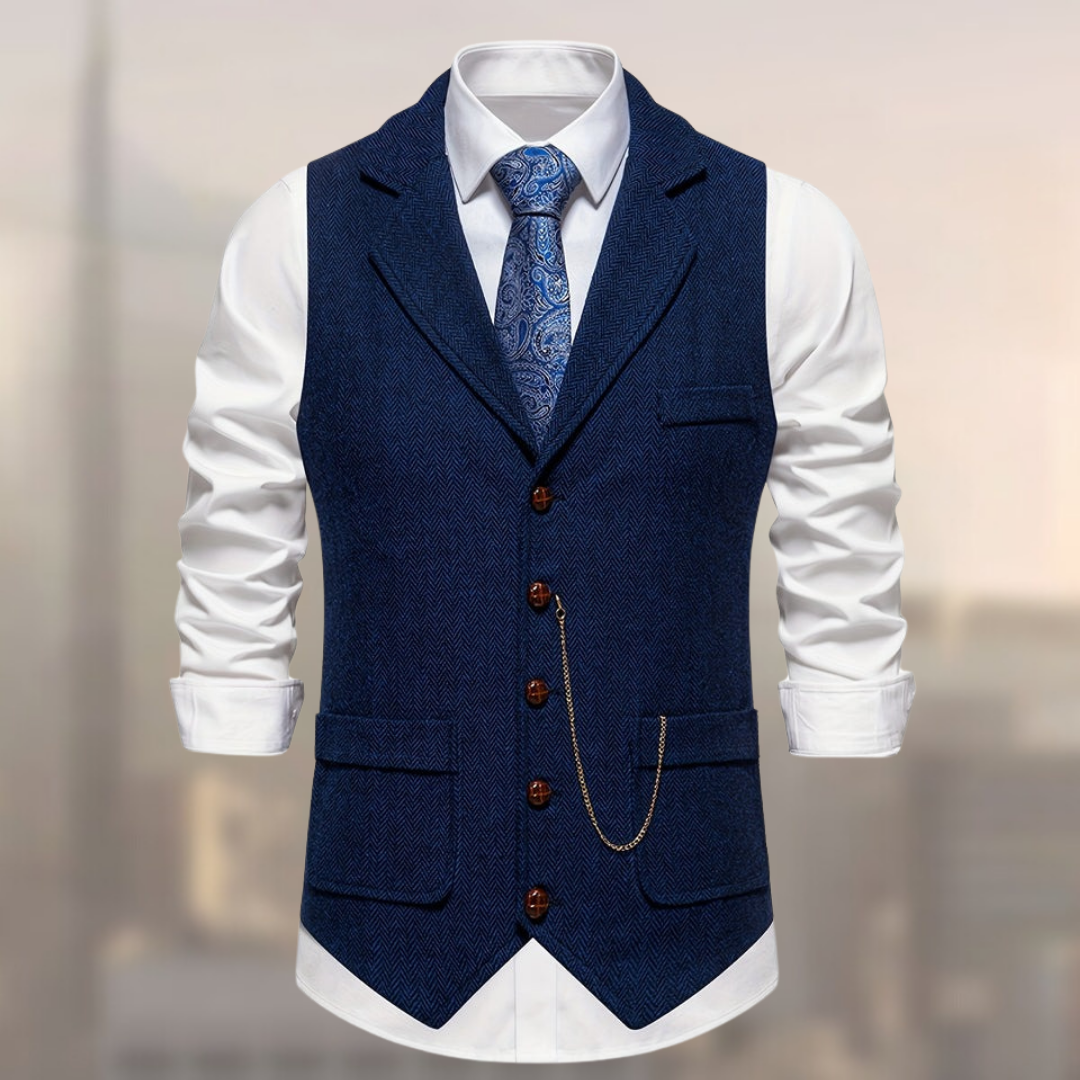 Lincoln™ | Retro gilet met visgraatmotief voor heren