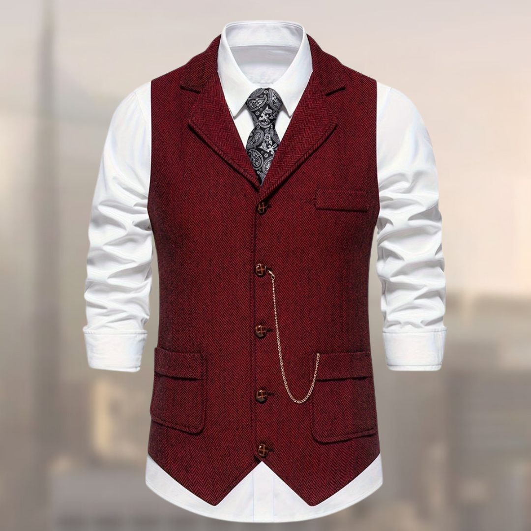 Lincoln™ | Retro gilet met visgraatmotief voor heren